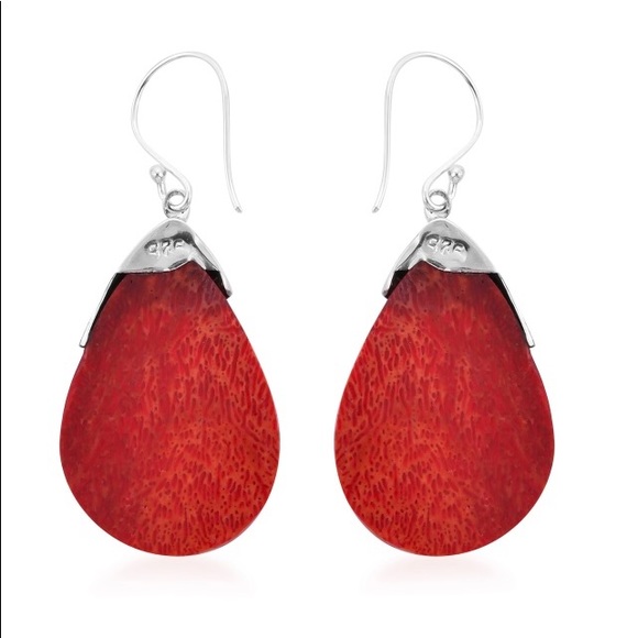 NWT Sponge Coral Drop Earrings in .925 Sterling!!! - Picture 4 of 4